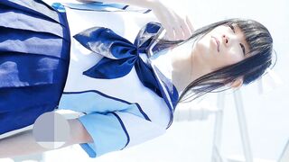 コミックマーケット コスプレ クールな美人レイヤーさんの制服対面縞パンチラ コミケ voyeur jp